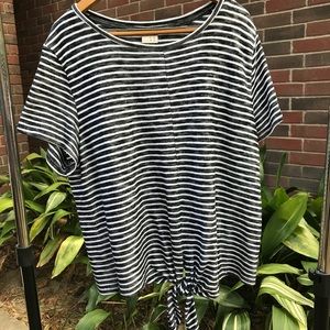 A New Day Striped Tie Front Tee